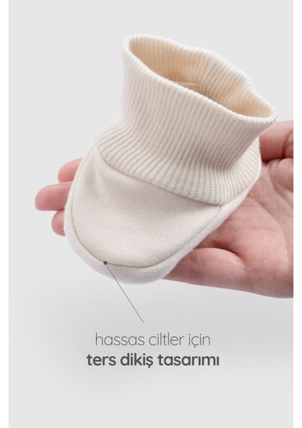 Ters Dikişli Organik Pamuk Ekru Prematüre Patik fırsatları