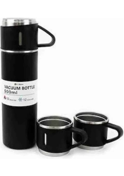 Techmrt Termos Paslanmaz Çelik Termos Siyah Renk 3 Bardaklı Termos Seti fiyatları