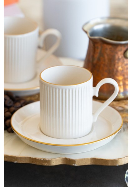 Bulut Altın Yaldız 4 Parça 2 Kişilik Porselen Kahve Fincan Takımı