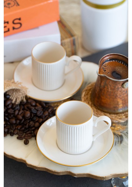 Bulut Altın Yaldız 4 Parça 2 Kişilik Porselen Kahve Fincan Takımı modelleri