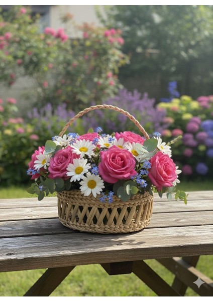 El Yapımı Askılı Hasır Çiçek Aranjmanı modelleri