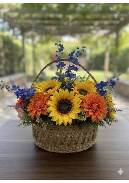 El Yapımı Askılı Hasır Çiçek Aranjmanı