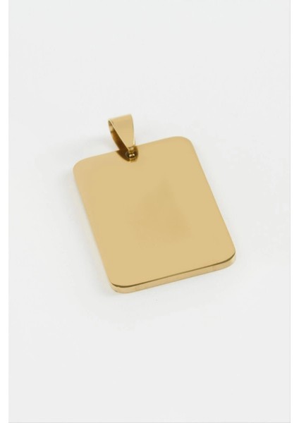 Künye Isim Yazılabilir Çelik Kolye Ucu 2,3*3,2 cm