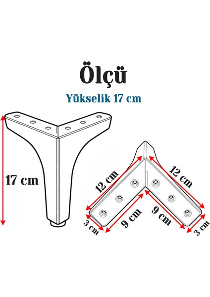 Mobilya Ayağı Dayanıklı Modern Tasarım Koltuk Sehpa Masa Tv Ünitesi Uyumlu 17 cm Siyah Metal modelleri