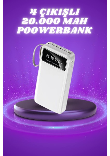 Techmrt Powerbank Şarj Cihazı 4 Çıkışlı 20.000 Mah Powerbank Taşınabilir Çoklu Giriş