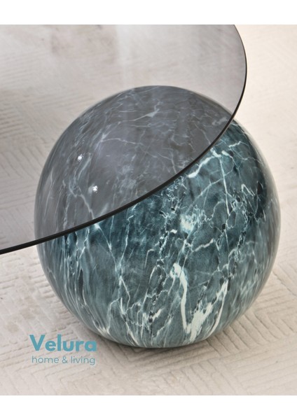 Modern Orta Sehpa & Küre Sehpa & Top Sehpa & Füme Yuvarlak Cam & Ocean