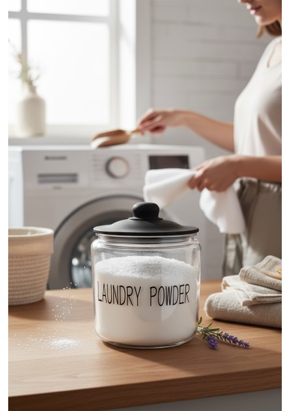 Siyah Kapaklı Dekoratif Cam Deterjan Kavanozu (Vakum Kapaklı 3800ML) fiyatları