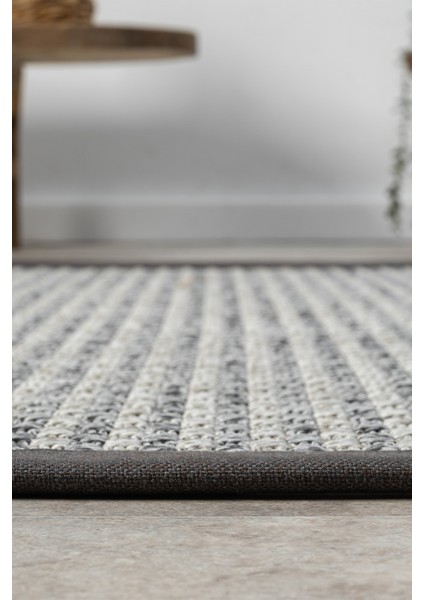 Bombay Gri Halı Antrasit Bordürlü Kolay Temizlenen Hasır Dokulu Sisal Halı 667 fırsatları