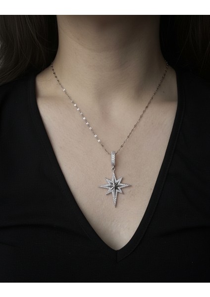 Gümüş Rengi Sirius Kutup Yıldızı Kolye