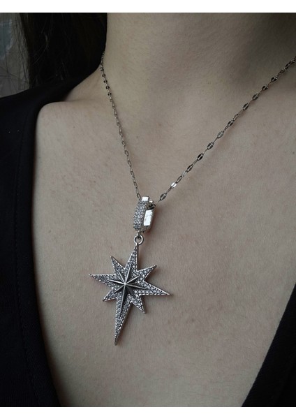 Gümüş Rengi Sirius Kutup Yıldızı Kolye modelleri