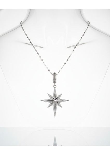 Gümüş Rengi Sirius Kutup Yıldızı Kolye