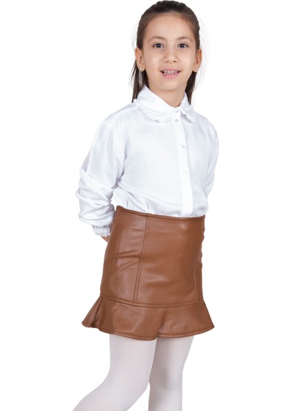 Içi Kadife Kaplı Suni Deri Kışlık Kız Çocuk Etek