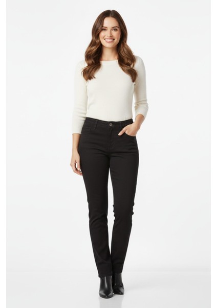 Kadın Siyah Kanvas Likralı Pantolon BGL-ST04889