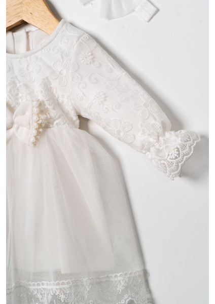 Kız Bebek Mevlütlük Dantelli Bandanalı Elbise modelleri