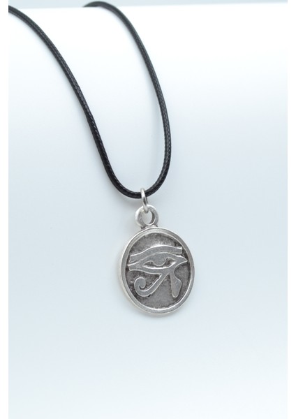 Ra'nın Gözü Madalyon Gümüş Kaplama Deri Ip Kolye