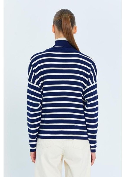 kadın çizgili balıkçı yaka triko kazak fiyatları