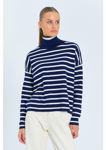 kadın çizgili balıkçı yaka triko kazak fırsatları