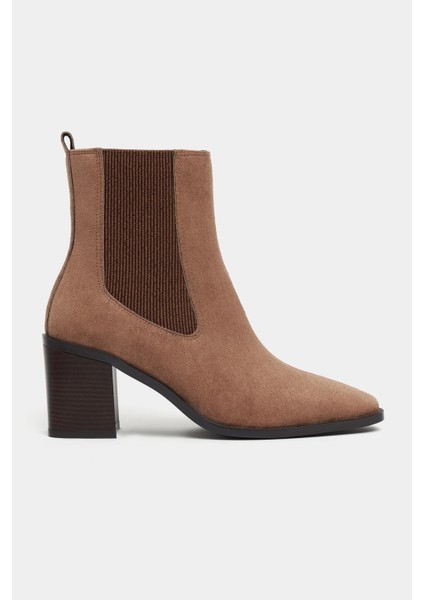 Sirius Taba Süet Lastik Detay Kadın Topuklu Bot