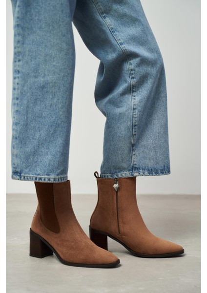 Sirius Taba Süet Lastik Detay Kadın Topuklu Bot fiyatları