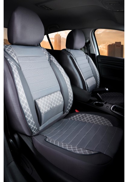 Hyundai Accent Era Uyumlu Yarı Deri Oto Koltuk Kılıfı Ön/arka 5 Li Set Atlas Füme