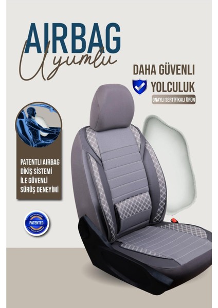Hyundai Accent Era Uyumlu Yarı Deri Oto Koltuk Kılıfı Ön/arka 5 Li Set Atlas Füme