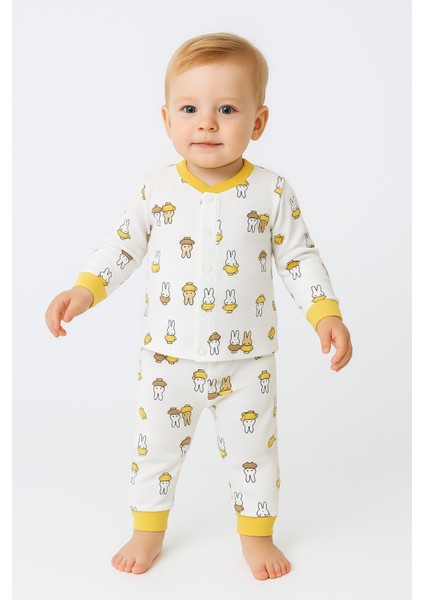 Tavşan Desenli Önü Çıtçıtlı Bebek Pijama Takım