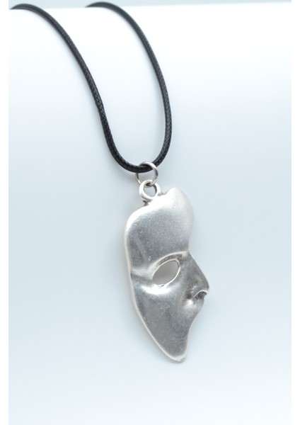 The Phantom Of The Opera - Maske Gümüş Kaplama Deri İp Kolye