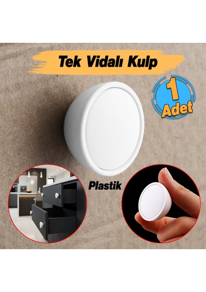 Tek Vidalı Beyaz Renk Piyano Polimer Düğme Kulp Bombeli Dolap Mobilya Dolap Çekmece Kulpu Kulbu fiyatları