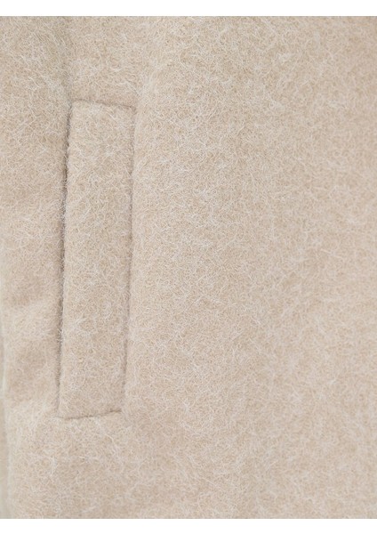 Alpaco Çift Cepli Önü Düğmeli Astarlı Buklet Kaban -Bej -Collectıon modelleri