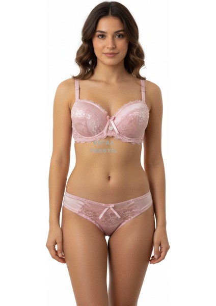 Dantelli Balenli Destekli Sütyen Takımı - B cup
