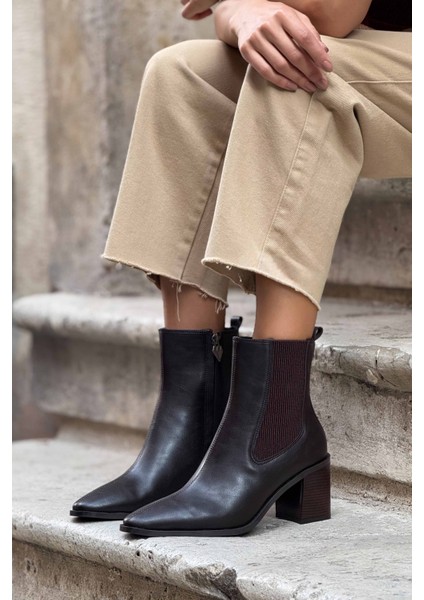 Sirius Kahve Mat Lastik Detay Kadın Topuklu Bot fiyatları