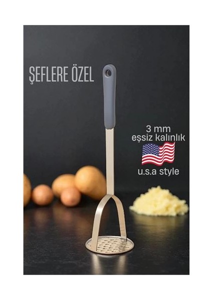 Bfs Patates Ezici 3 mm Kalınlık 304 Paslanmaz Çelik Havuç Muz Avokado Ezici