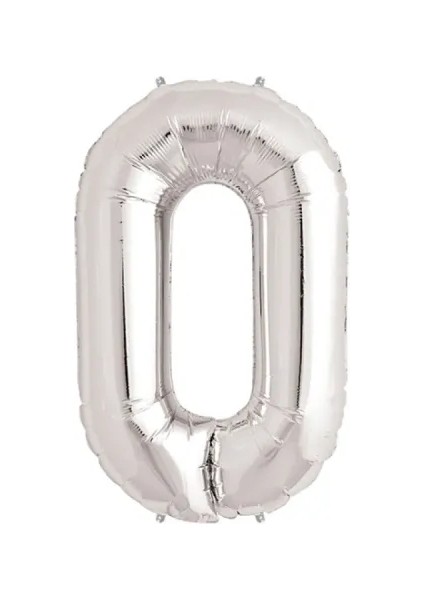 0 Rakam Folyo Balon Gümüş 40 Inç