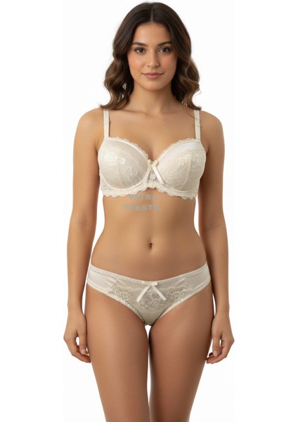 Dantelli Balenli Destekli Sütyen Takımı - B cup