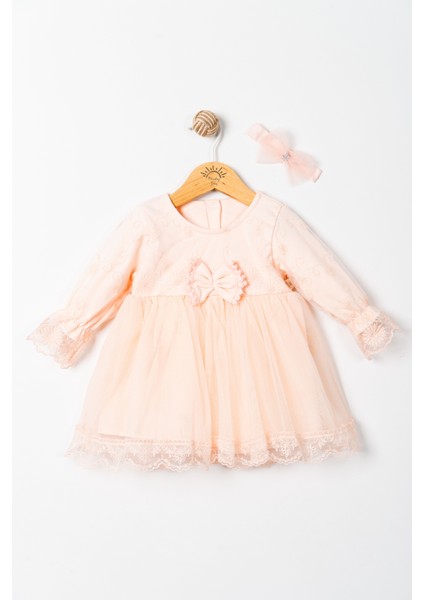 Kız Bebek Mevlütlük Dantelli Bandanalı Elbise
