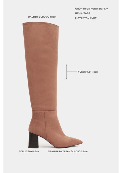 Berny Taba Süet Sivri Burun Kadın Topuklu Çizme modelleri