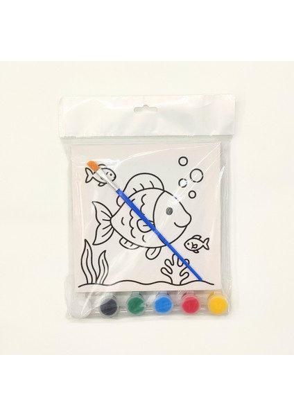 2’li Çocuk Tuval Boyama Anaokulu Sınıf Seti – 15X15 cm Baskılı Tuval, 6 Renk Akrilik Boya, Fırça fiyatları