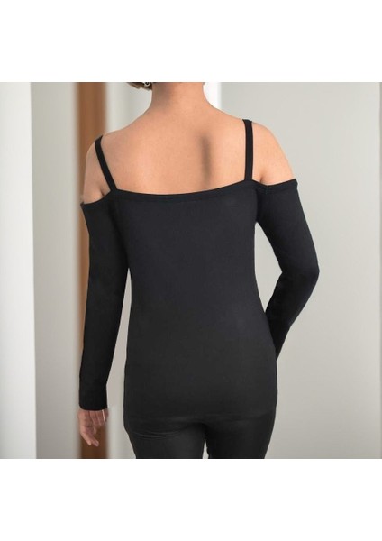 Kadın Uzun Kollu Askılı Viskon Bluz