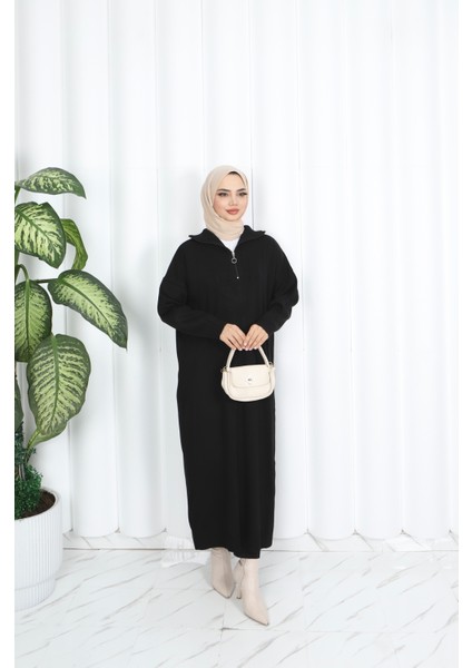 Fitilli Fermuarlı Triko Elbise