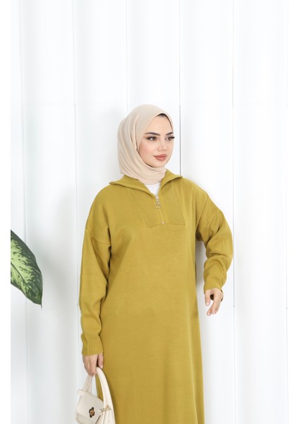 Fitilli Fermuarlı Triko Elbise modelleri