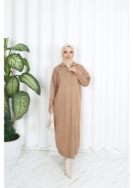 Fitilli Fermuarlı Triko Elbise