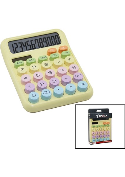 Pilli - Güneş Enerjili Daktilo Tuş Model=renkli 12 Haneli Hesap Makinesi 16X12X2CM 162GR (5148)