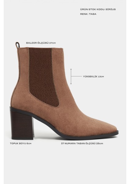 Sirius Taba Süet Lastik Detay Kadın Topuklu Bot modelleri