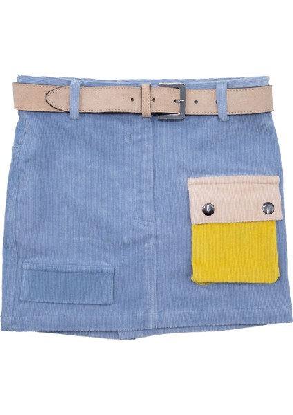 Fitilli Kadife Açık Mavi Kışlık Kız Çocuk Etek fiyatları