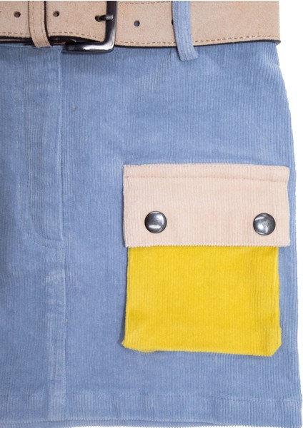 Fitilli Kadife Açık Mavi Kışlık Kız Çocuk Etek modelleri