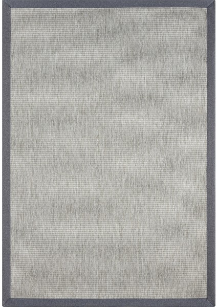 Bombay Gri Halı Mavi Bordürlü Kolay Temizlenen Hasır Dokulu Sisal Halı 663