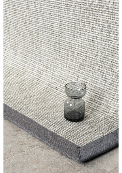 Bombay Gri Halı Mavi Bordürlü Kolay Temizlenen Hasır Dokulu Sisal Halı 663 indirimleri