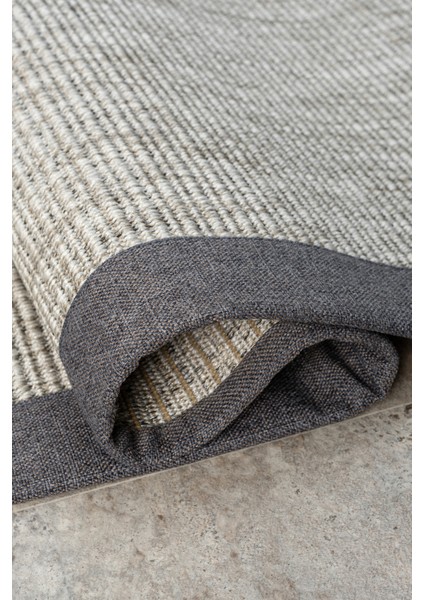 Bombay Gri Halı Mavi Bordürlü Kolay Temizlenen Hasır Dokulu Sisal Halı 663 modelleri