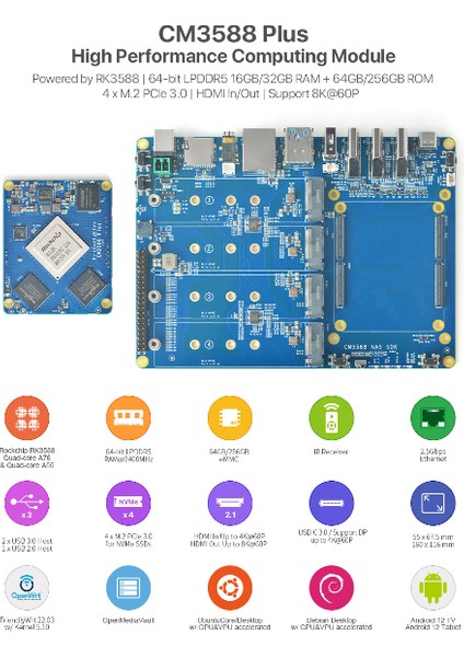 CM3588 Nas Kiti – 8gb Ram, 64GB eMMC Dahili Depolama, Yüksek Performanslı Nas Çözümü indirimleri