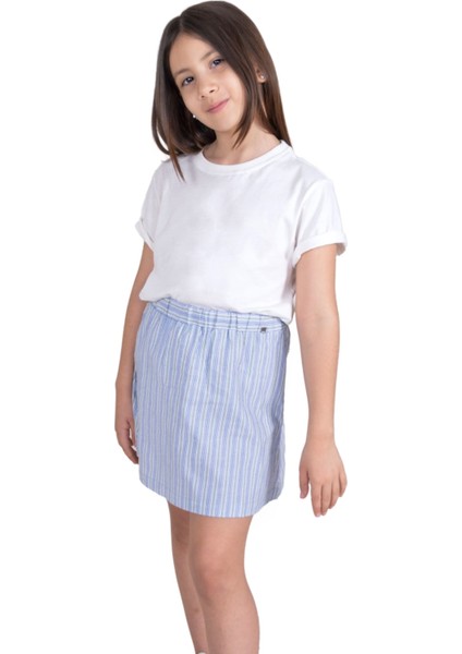 %100 Pamuk Çizgili Yazlık Kız Çocuk Etek